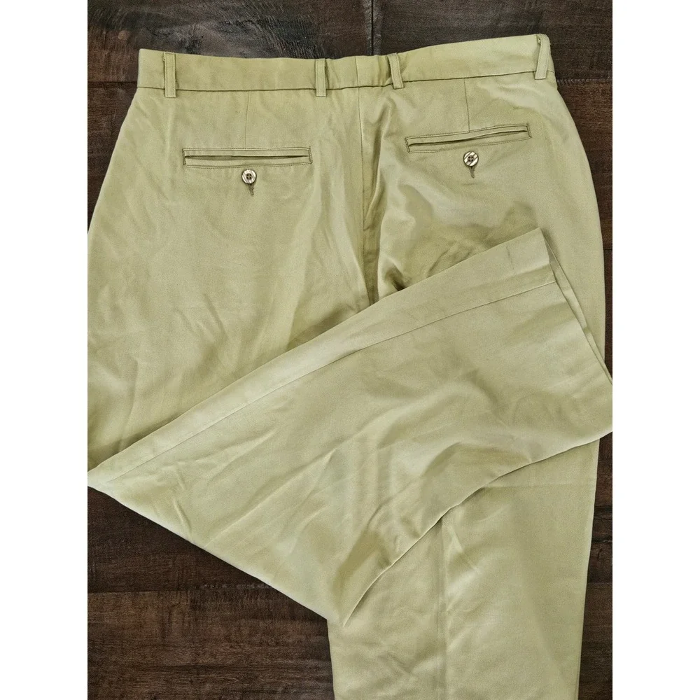 Preppy Golf Mens 38x30 Silk Viscose Pleated Dress Pants Khaki Trousers
